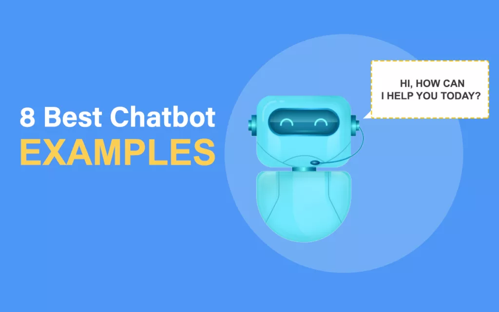 Infographic showing examples of chatbots from Spotify, Sephora, Taco Bell, and Allstate displayed on mobile phone screens.